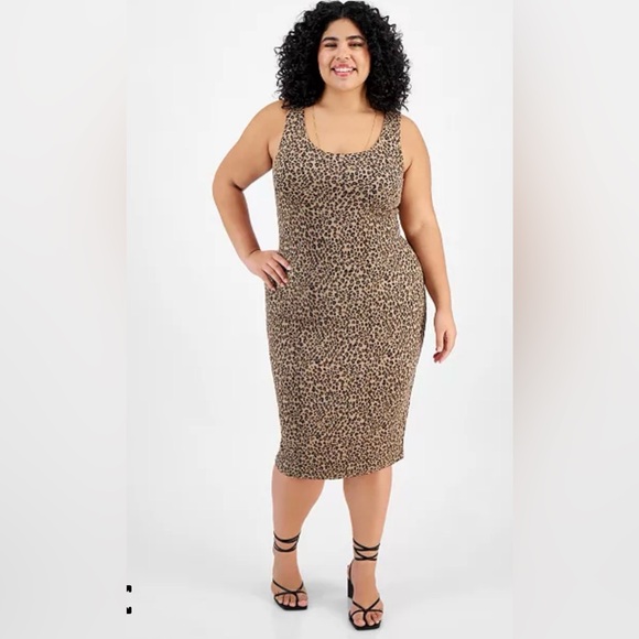 Bar III Dresses & Skirts - Bar III Leopard Print Midi Dress in Tan and Black